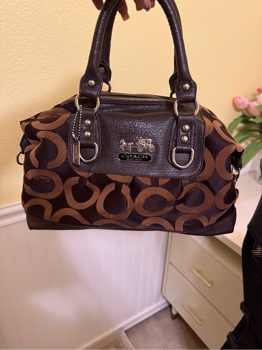 Vintage Coach Signature Canvas Satchel in Brown